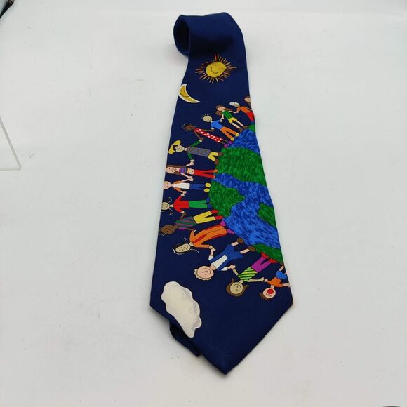 Save The Children Save the Earth Mens Necktie 100% Silk Made is USA - Picture 2 of 6